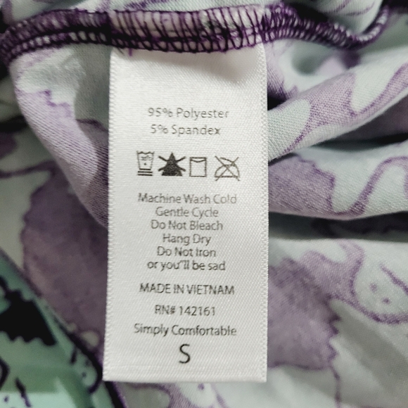 LuLaRoe Randy Raglan Top S Gray Purple Mint Ghost Print Halloween 3/4 Sleeve... - Picture 11 of 11